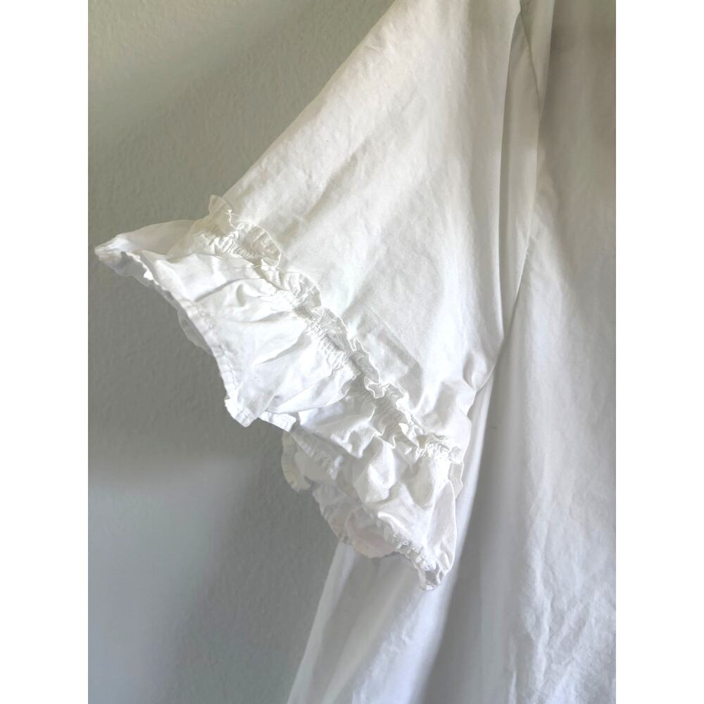 Quince White Organic Cotton Ruffle Shirt Dress Poplin Cottagecore M - Picture 6 of 9
